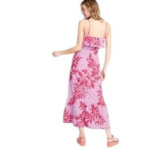 Pink Floral Dress Maxi Ruffle Trim Waist, Old Navy, M, Pink